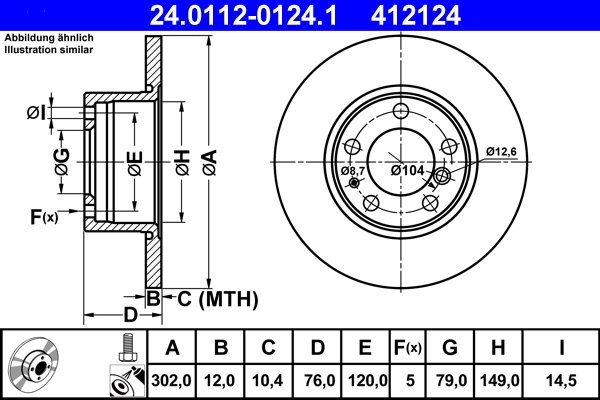 DISC FRANA ATE 24.0112-0124.1 - Compatibil cu BMW