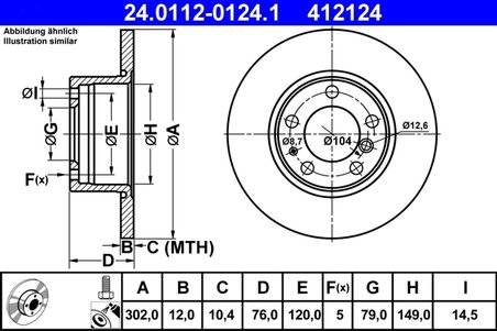 DISC FRANA ATE 24.0112-0124.1 - Compatibil cu BMW