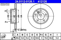 DISC FRANA ATE 24.0112-0126.1 - Compatibil cu BMW