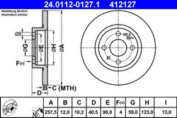 DISC FRANA ATE 24.0112-0127.1 - Compatibil cu ALFA ROMEO, CHRYSLER, FIAT, LANCIA