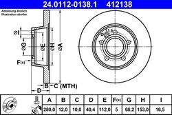 DISC FRANA ATE 24.0112-0138.1 - Compatibil cu VW