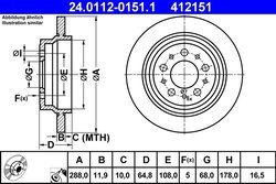 DISC FRANA ATE 24.0112-0151.1 - Compatibil cu VOLVO