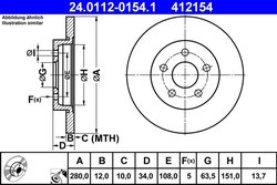 DISC FRANA ATE 24.0112-0154.1 - Compatibil cu FORD, JAGUAR