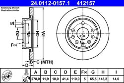 DISC FRANA ATE 24.0112-0157.1 - Compatibil cu FIAT, OPEL, SAAB, VAUXHALL