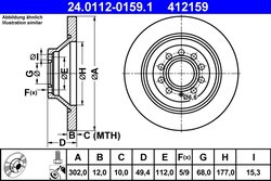 DISC FRANA ATE 24.0112-0159.1 - Compatibil cu AUDI