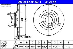 DISC FRANA ATE 24.0112-0162.1 - Compatibil cu CITROEN, PEUGEOT