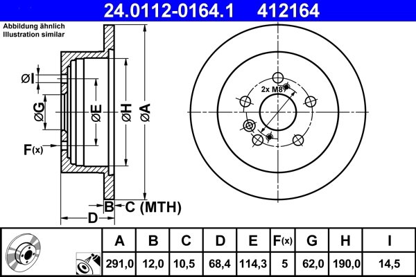 DISC FRANA ATE 24.0112-0164.1 - Compatibil cu TOYOTA