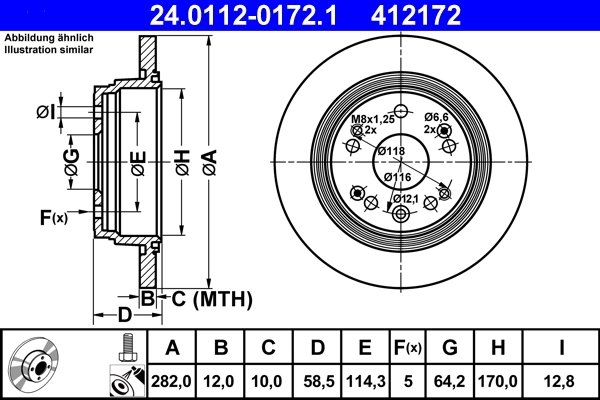 DISC FRANA ATE 24.0112-0172.1 - Compatibil cu HONDA