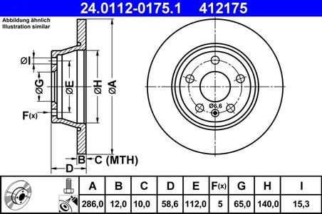DISC FRANA ATE 24.0112-0175.1 - Compatibil cu AUDI