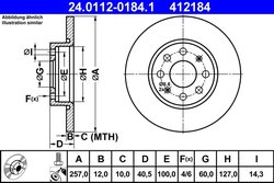 DISC FRANA ATE 24.0112-0184.1 - Compatibil cu FIAT, OPEL, VAUXHALL