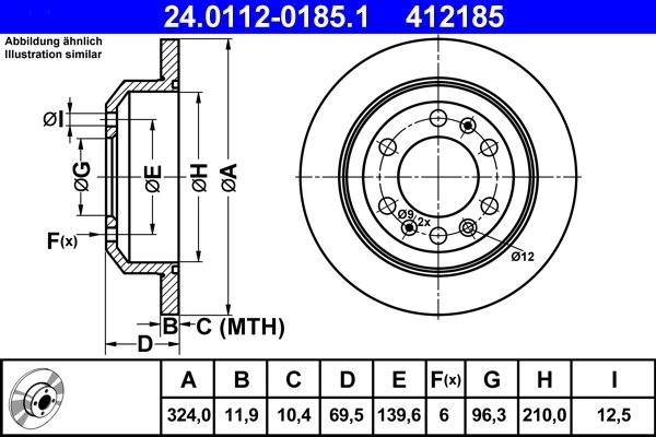 DISC FRANA ATE 24.0112-0185.1 - Compatibil cu KIA