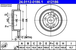 DISC FRANA ATE 24.0112-0186.1 - Compatibil cu LAND ROVER