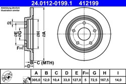 DISC FRANA ATE 24.0112-0199.1 - Compatibil cu FIAT