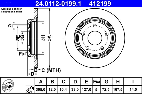 DISC FRANA ATE 24.0112-0199.1 - Compatibil cu FIAT