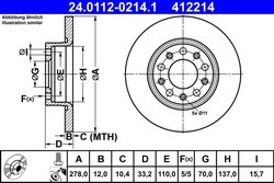 DISC FRANA ATE 24.0112-0214.1 - Compatibil cu JEEP