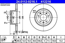 DISC FRANA ATE 24.0112-0216.1 - Compatibil cu PEUGEOT