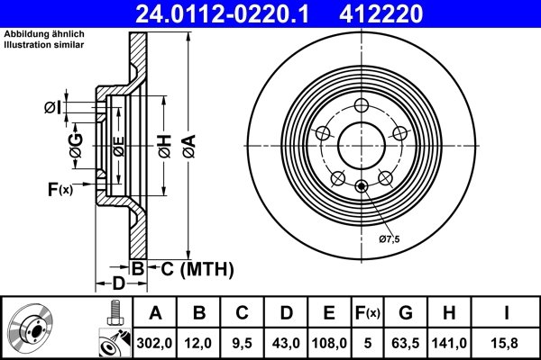 DISC FRANA ATE 24.0112-0220.1 - Compatibil cu VOLVO