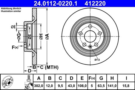 DISC FRANA ATE 24.0112-0220.1 - Compatibil cu VOLVO