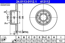 DISC FRANA ATE 24.0113-0112.1 - Compatibil cu MERCEDES-BENZ