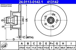 DISC FRANA ATE 24.0113-0142.1 - Compatibil cu VW