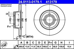 DISC FRANA ATE 24.0113-0179.1 - Compatibil cu AUDI