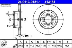 DISC FRANA ATE 24.0113-0181.1 - Compatibil cu AUDI