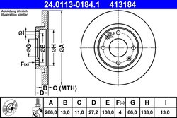 DISC FRANA ATE 24.0113-0184.1 - Compatibil cu CITROEN, PEUGEOT