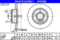 DISC FRANA ATE 24.0113-0194.1 - Compatibil cu FORD, SEAT, VW