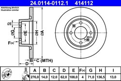 DISC FRANA ATE 24.0114-0112.1 - Compatibil cu CITROEN