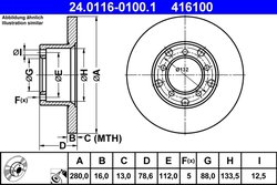 DISC FRANA ATE 24.0116-0100.1 - Compatibil cu MERCEDES-BENZ