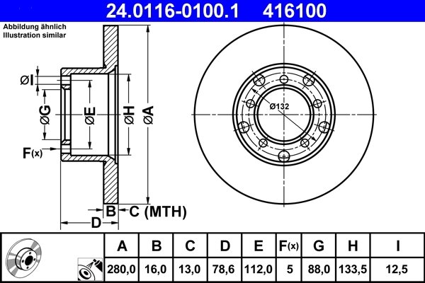 Disc frana ATE 24.0116-0100.1