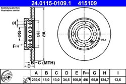 DISC FRANA ATE 24.0115-0109.1 - Compatibil cu AUDI, VW