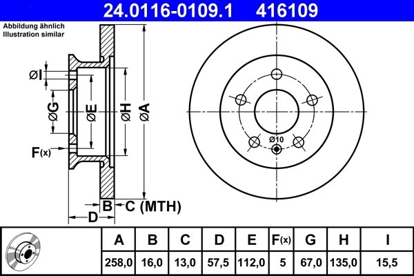 DISC FRANA ATE 24.0116-0109.1 - Compatibil cu VW