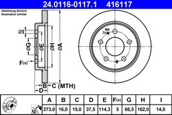 DISC FRANA ATE 24.0116-0117.1 - Compatibil cu DAIHATSU, TOYOTA