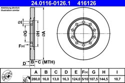 DISC FRANA ATE 24.0116-0126.1 - Compatibil cu FORD