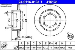 DISC FRANA ATE 24.0116-0131.1 - Compatibil cu NISSAN