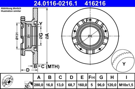 DISC FRANA ATE 24.0116-0216.1 - Compatibil cu FORD