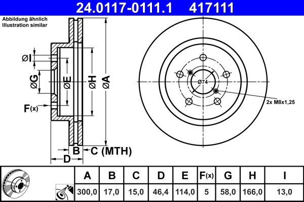 DISC FRANA ATE 24.0117-0111.1 - Compatibil cu SUBARU