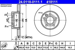 DISC FRANA ATE 24.0118-0111.1 - Compatibil cu VW