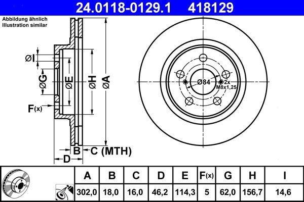 DISC FRANA ATE 24.0118-0129.1 - Compatibil cu TOYOTA