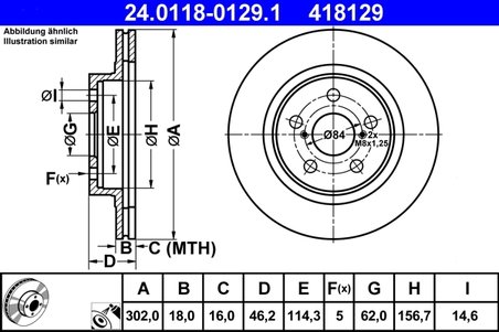 DISC FRANA ATE 24.0118-0129.1 - Compatibil cu TOYOTA