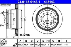 DISC FRANA ATE 24.0118-0143.1 - Compatibil cu LEXUS, TOYOTA