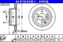 DISC FRANA ATE 24.0118-0146.1 - Compatibil cu MITSUBISHI