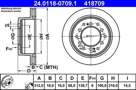 DISC FRANA ATE 24.0118-0709.1 - Compatibil cu LEXUS, TOYOTA