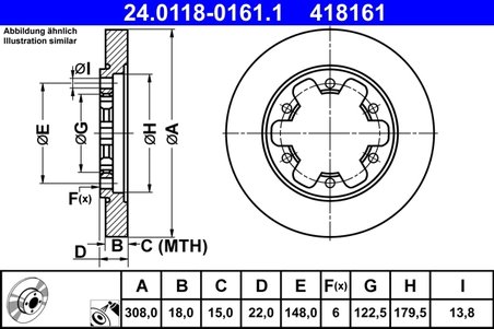 DISC FRANA ATE 24.0118-0161.1 - Compatibil cu FORD