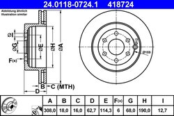 DISC FRANA ATE 24.0118-0724.1 - Compatibil cu NISSAN