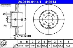 DISC FRANA ATE 24.0119-0114.1 - Compatibil cu HYUNDAI