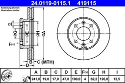 DISC FRANA ATE 24.0119-0115.1 - Compatibil cu HYUNDAI