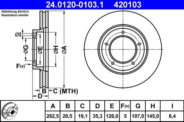 DISC FRANA ATE 24.0120-0103.1 - Compatibil cu PORSCHE