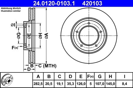 DISC FRANA ATE 24.0120-0103.1 - Compatibil cu PORSCHE